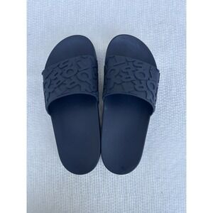 Tory Sport Navy Blue Bubble Logo Slide Sandals Womens Athletic Pool Slides US7